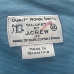 J. Crew - teal w demure grey stripes button down shirt size L, 100% cotton
